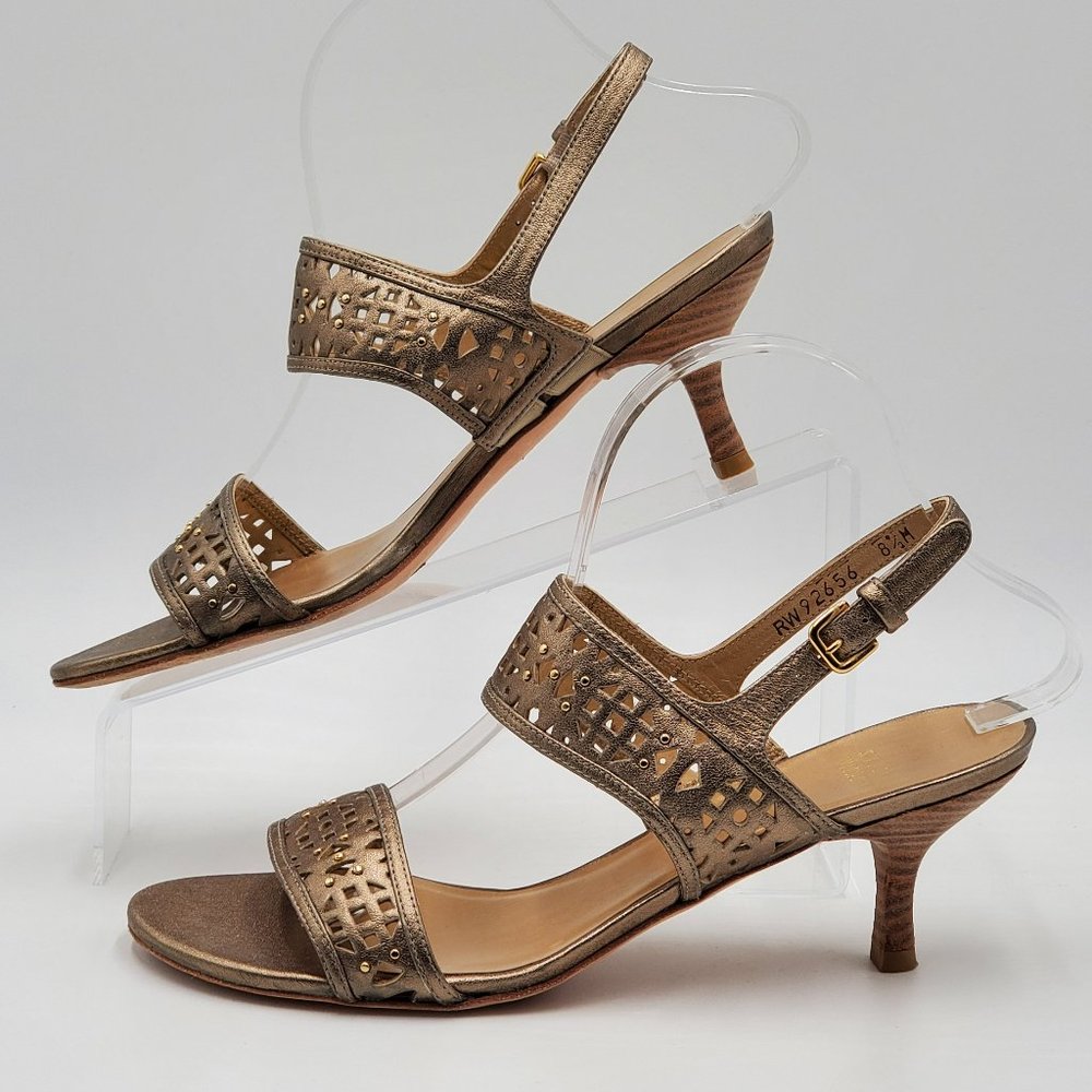 Stuart Weitzman Metallic Leather Kitten Heels - Picture 8 of 16